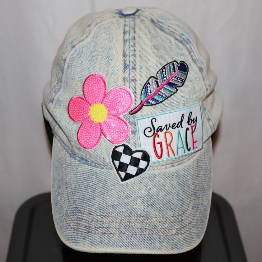 Saved By Grace Adjustable Vintage Wash Cap.